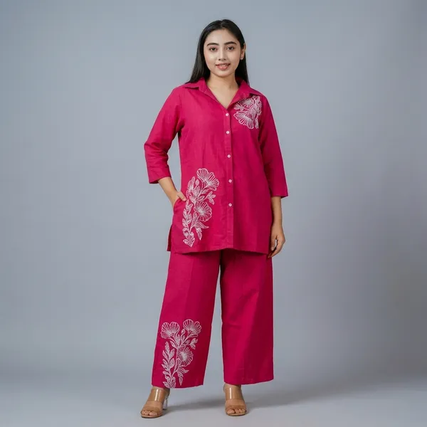 Pink_Cotton_Floral_Embroidered_Night_Suit_Set_for_Women