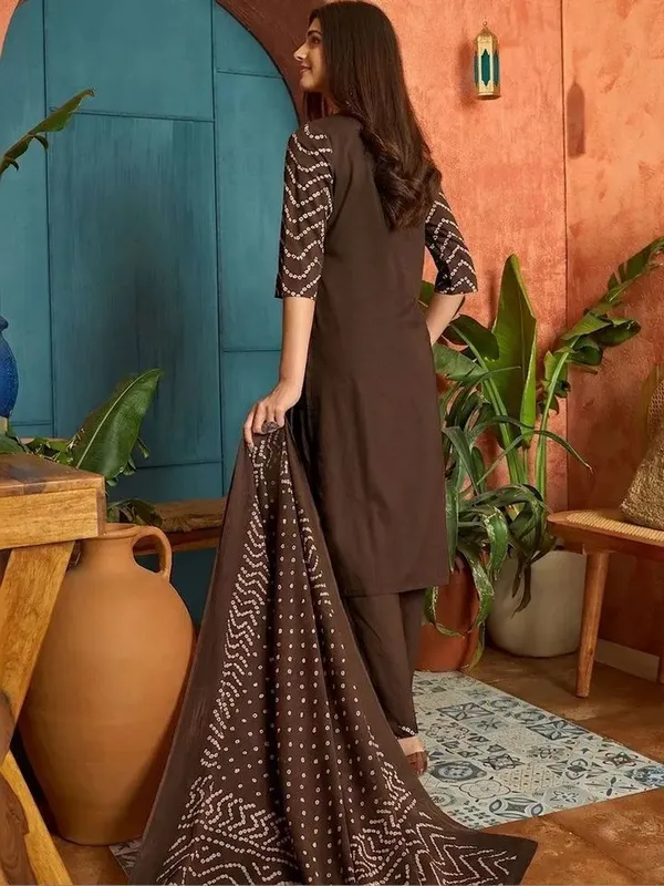 Brown_Georgette_Bandhani_Print_Suit_Set_for_Women