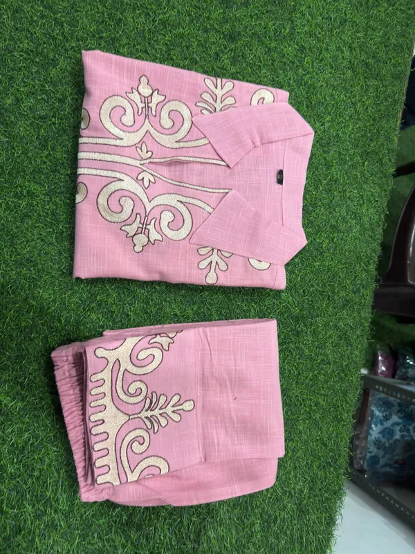 Pink_Cotton_Embroidered_Kurta_Pant_Set_for_Women