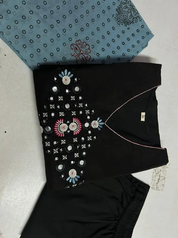 Black_Embroidered_Anarkali_Kurta_with_Blue_Dupatta_for_Women