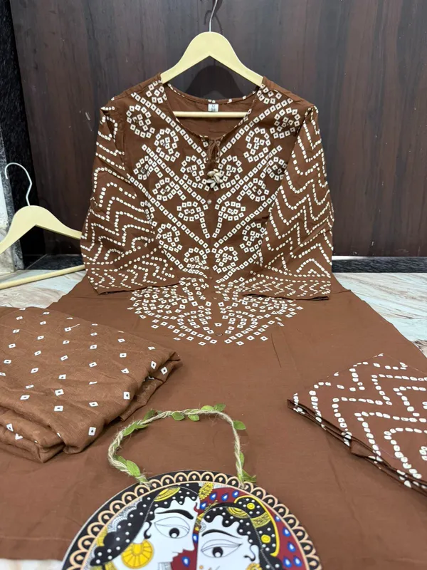 Brown_Georgette_Bandhani_Print_Suit_Set_for_Women