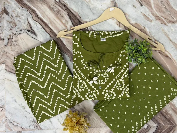 Green_Cotton_Bandhani_Print_Kurta_Dupatta_Set_for_Women