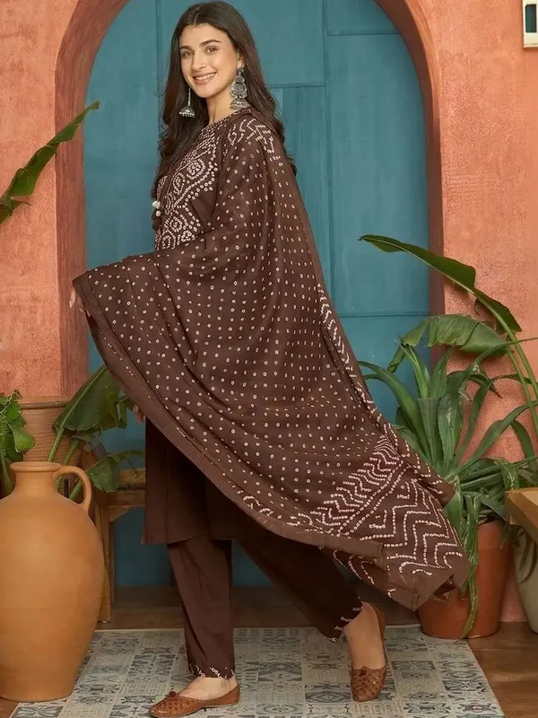 Brown_Georgette_Bandhani_Print_Suit_Set_for_Women