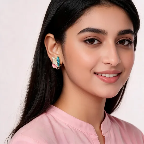 Gold_Toned_Enamel_Butterfly_Stud_Earrings_For_Girls
