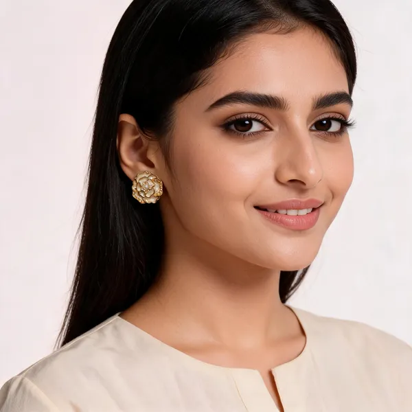 Gold_Toned_Floral_Pearl_Stud_Earrings_For_Women
