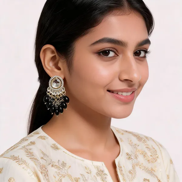 Gold_Toned_Kundan_Black_Beaded_Drop_Earrings_For_Women