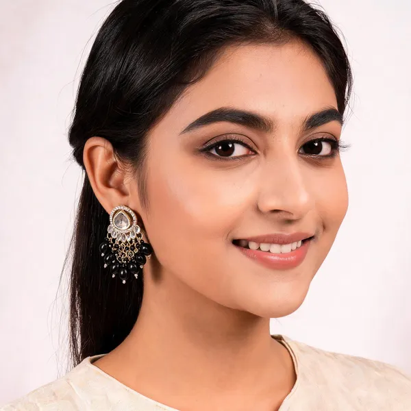 Gold_Toned_Kundan_Black_Beaded_Drop_Earrings_For_Women