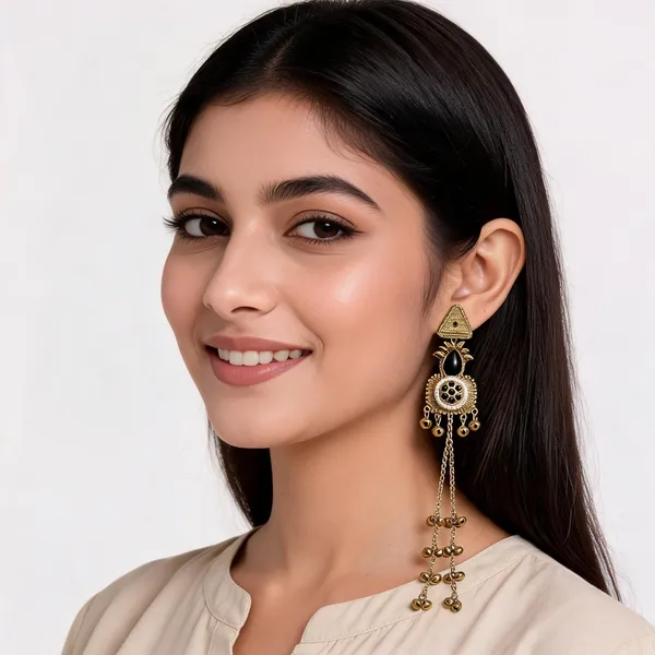 Gold_Oxidised_Black_Stone_Kashmiri_Jhumka_Earrings_With_Ghungroo_Tassels_For_Women