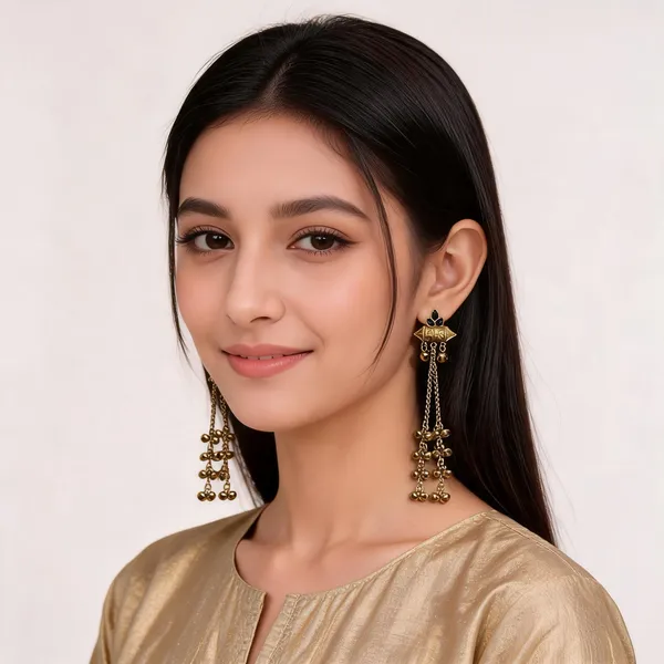 Gold_Toned_Antique_Chain_Tassel_Jhumka_Kashmiri_Earrings_For_Women