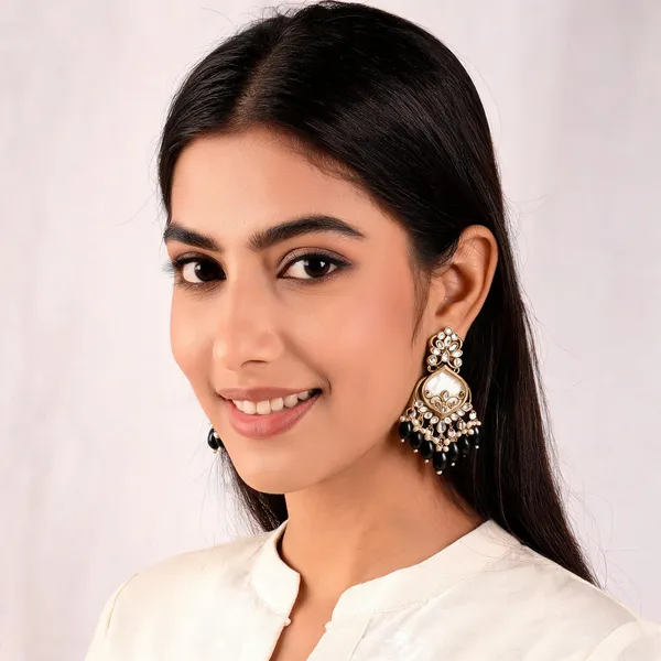 Gold_Kundan_Black_Beaded_Chandbali_Earrings_For_Women
