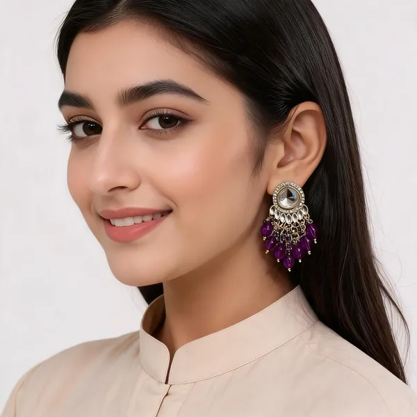 Gold_Kundan_Purple_Beaded_Drop_Earrings_For_Women