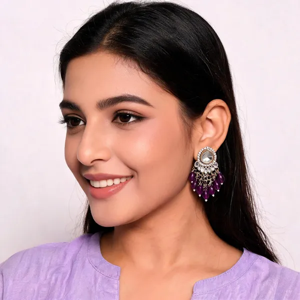 Gold_Kundan_Purple_Beaded_Drop_Earrings_For_Women