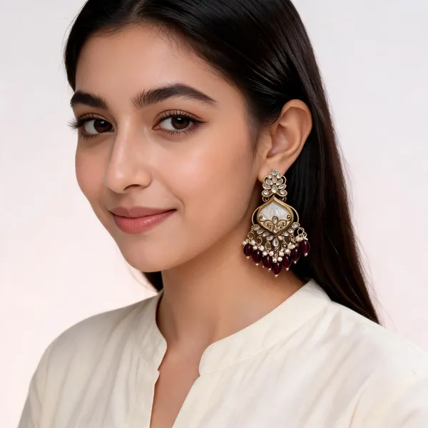 Gold_Kundan_Maroon_Beaded_Chandbali_Earrings_For_Women