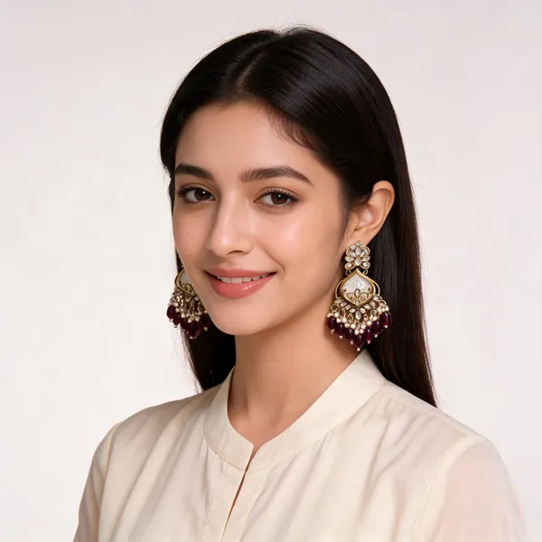 Gold_Kundan_Maroon_Beaded_Chandbali_Earrings_For_Women