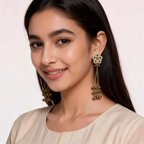 Gold_Toned_White_Green_Floral_Kashmiri_Jhumka_Earrings_For_Women