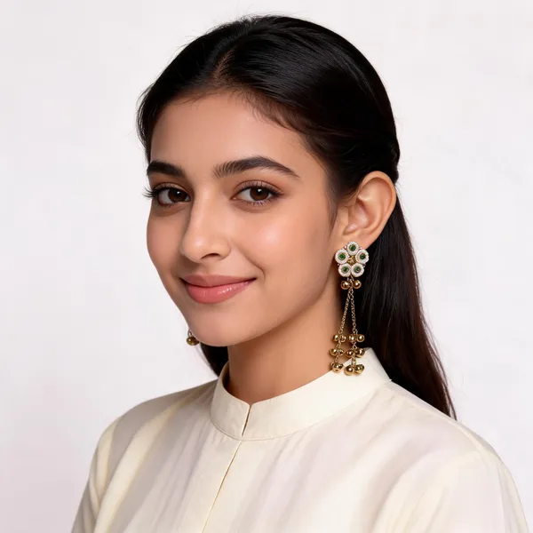 Gold_Toned_White_Green_Floral_Kashmiri_Jhumka_Earrings_For_Women