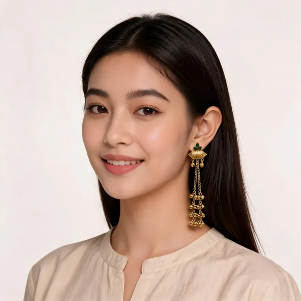 Gold_Toned_Green_Stone_Ghungroo_Tassel_Jhumka_Kashmiri_Earrings_For_Women
