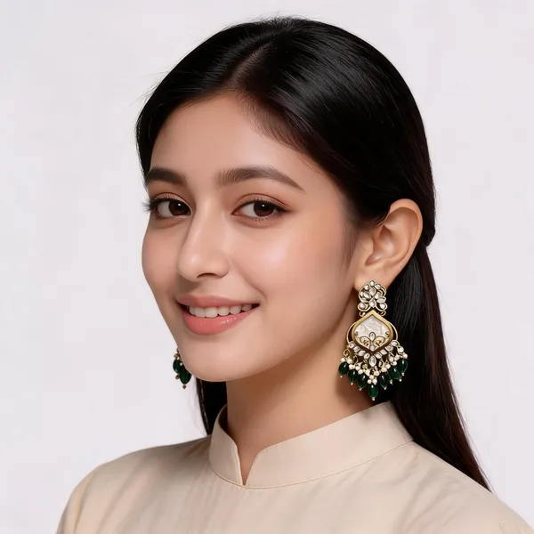 Gold_Kundan_Green_Beaded_Chandbali_Earrings_For_Women