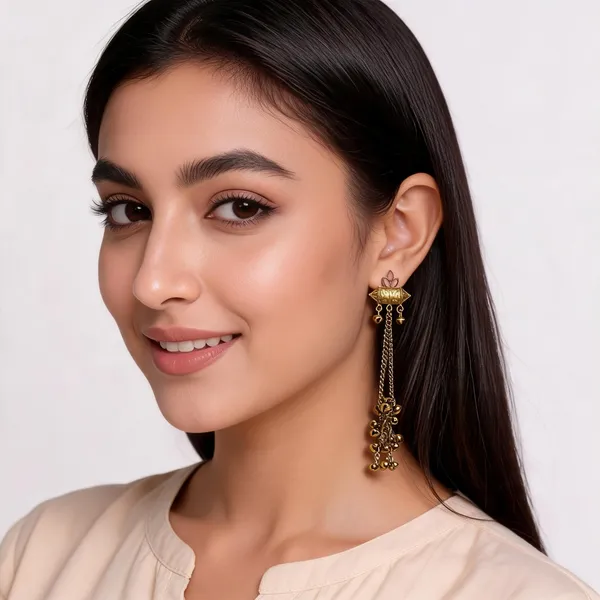 Gold_Toned_Antique_Kashmiri_Jhumki_Tassel_Earrings_With_Bells_For_Women
