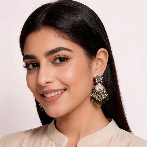Gold_Kundan_Green_Beaded_Chandbali_Earrings_For_Women