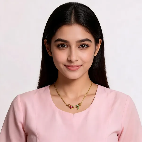 Gold_Plated_Pink_Rosebud_Pendant_Necklace_For_Women
