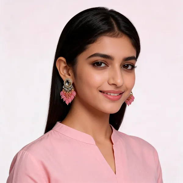 Gold_Kundan_Pink_Beaded_Drop_Earrings_For_Women