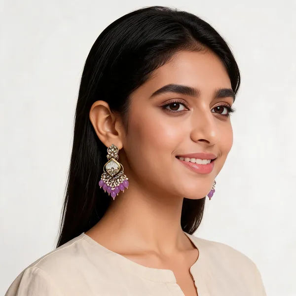 Gold_Kundan_Purple_Beaded_Chandbali_Earrings_For_Women