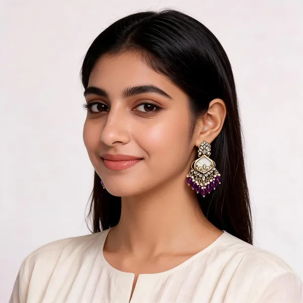 Gold_Toned_Kundan_Purple_Beaded_Chandbali_Earrings_For_Women