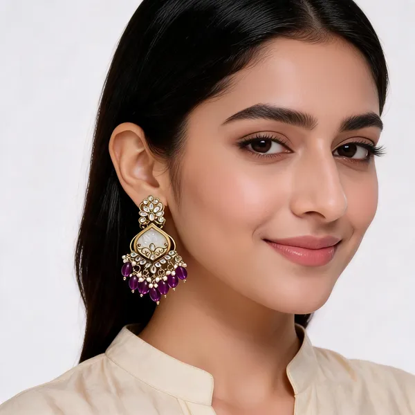 Gold_Toned_Kundan_Purple_Beaded_Chandbali_Earrings_For_Women