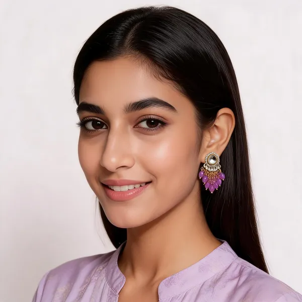 Gold_Purple_Kundan_Beaded_Drop_Earrings_For_Women