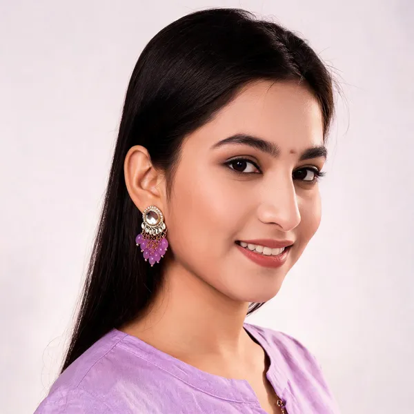 Gold_Purple_Kundan_Beaded_Drop_Earrings_For_Women