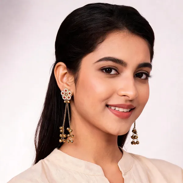 Gold_Toned_Kundan_Floral_Kashmiri_Jhumka_Earrings_With_Ghungroo_Tassels_For_Women