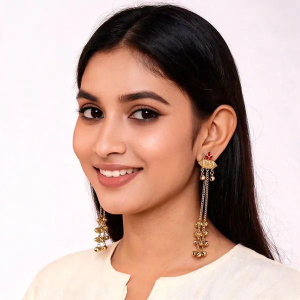 Gold_Toned_Red_Stone_Ghungroo_Tassel_Kashmiri_Jhumka_Earrings_For_Women