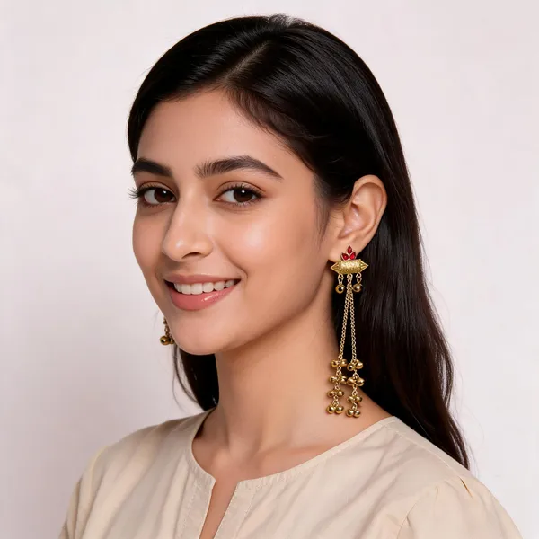 Gold_Toned_Red_Stone_Ghungroo_Tassel_Kashmiri_Jhumka_Earrings_For_Women