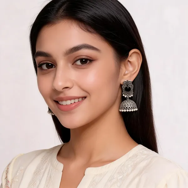 Oxidized_Silver_Black_Stone_Jhumka_Earrings_For_Women