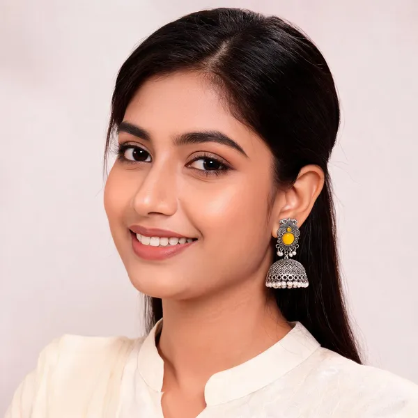 Silver_Oxidized_Yellow_Stone_Pearl_Jhumka_Earrings_For_Women