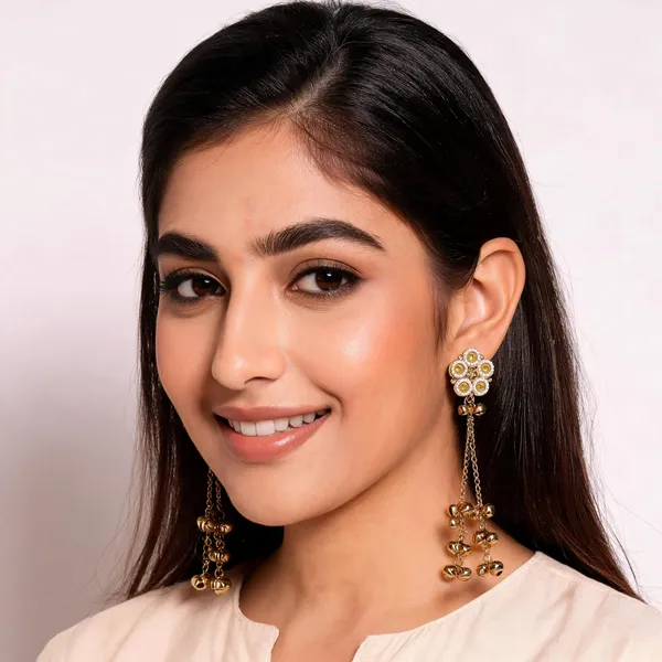 Gold_Toned_Floral_Kashmiri_Jhumka_Earrings_With_Ghungroo_Tassels_For_Women