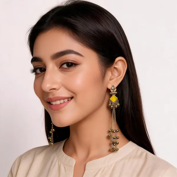 Gold_Toned_Yellow_Kundan_Ghungroo_Dangler_Kashmiri_Earrings_For_Women