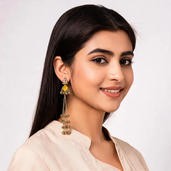 Gold_Toned_Yellow_Kundan_Ghungroo_Dangler_Kashmiri_Earrings_For_Women