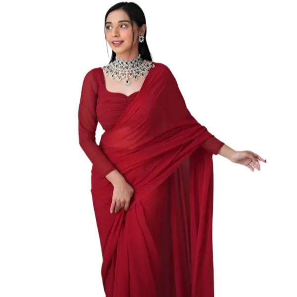 1_Min_Ready_To_Wear_Saree_Blooming_Georgette_Saree_Cherry_Red