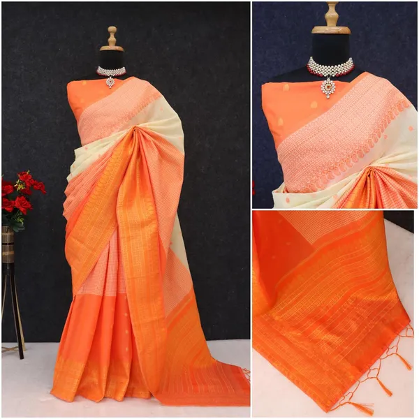Kalyani_Cotton_With_Gold_Zari_Silk_Saree_Light_Orange_Adults_Female