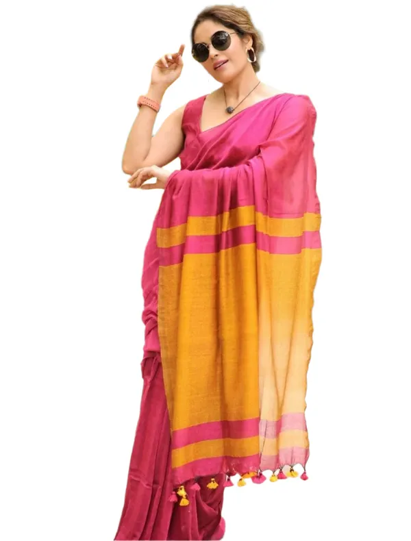 Khadi_Cotton_Sarees_Dark_Pink1