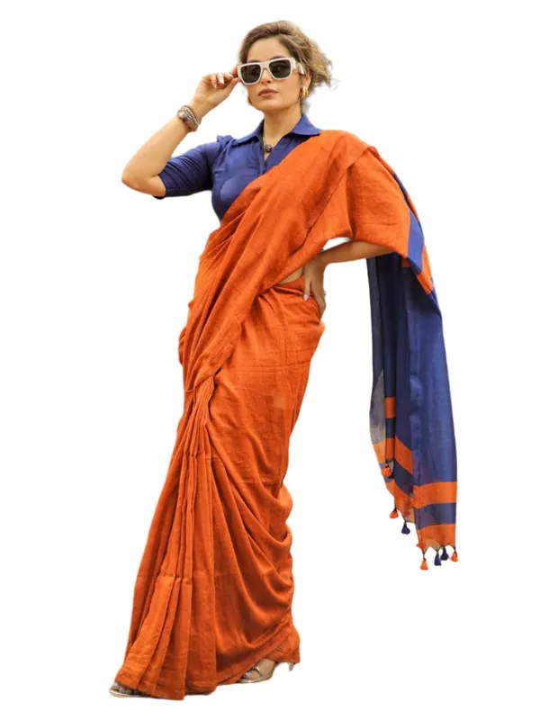 Khadi_Cotton_Sarees_Orange