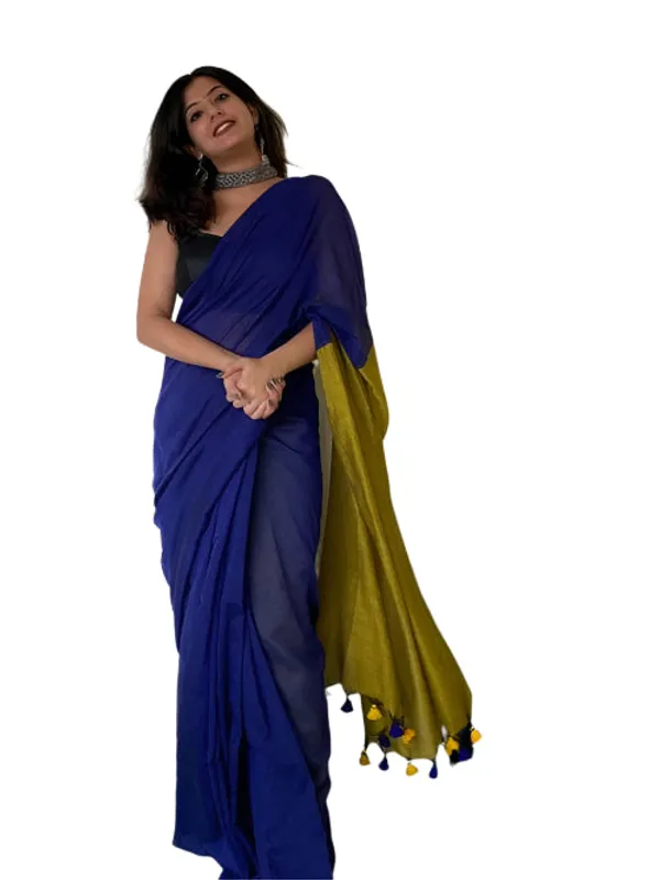 Khadi_Cotton_Sarees_Royal_Blue_With_Yellow