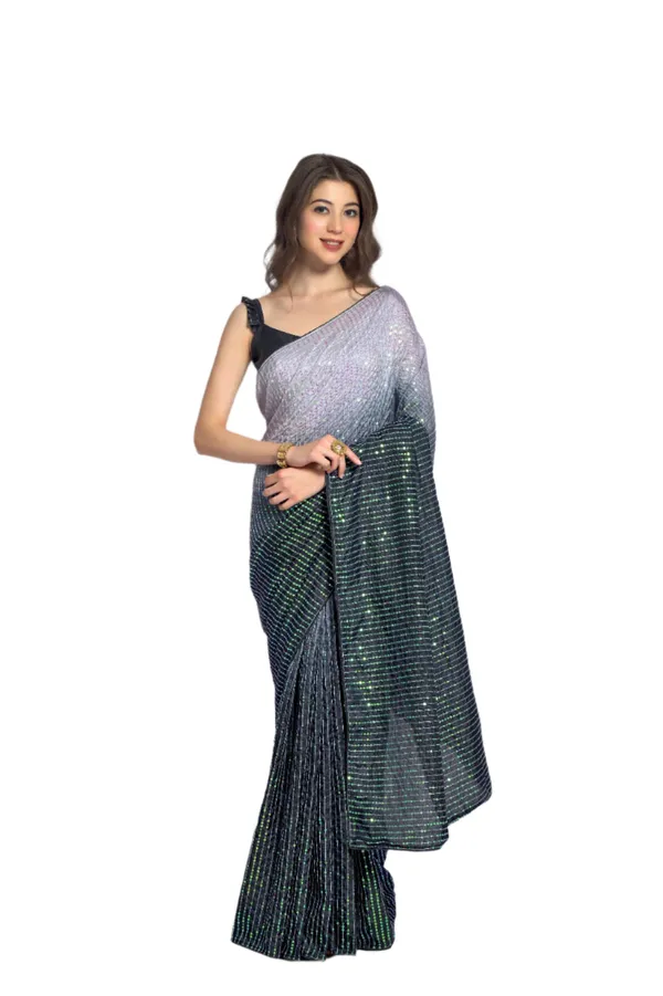 Vichitra_Silk_Sarees_Grey_Black