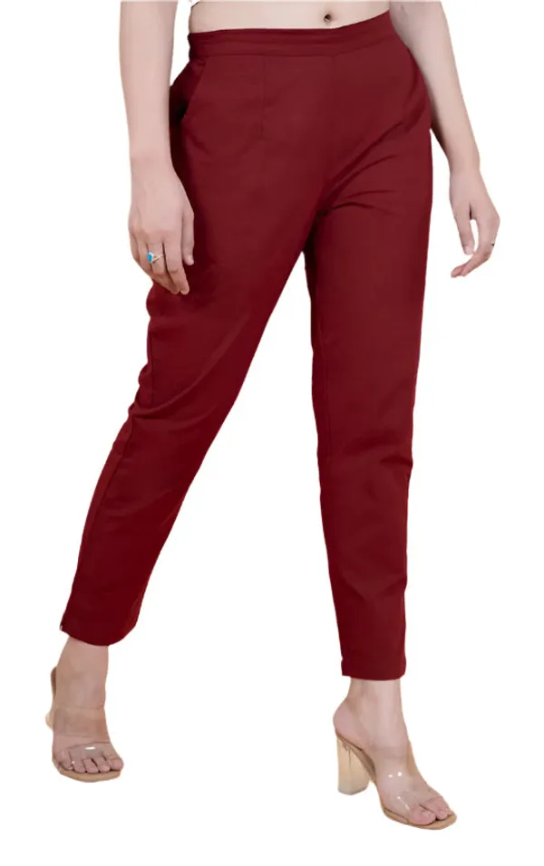 Women's_Regular_Cotton_Pants_Wine_Red