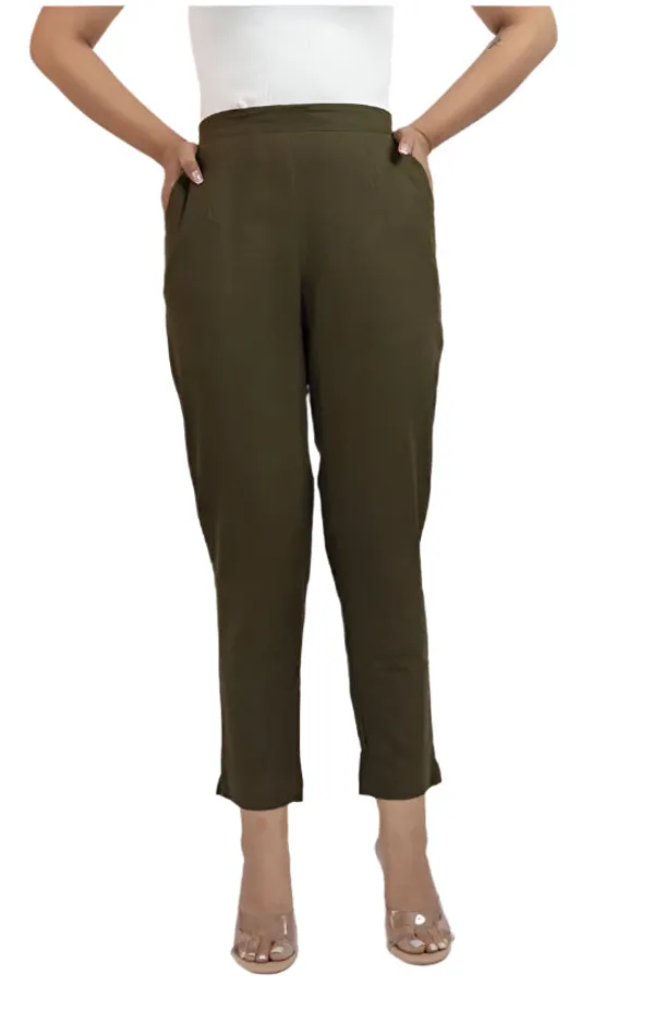 Women's_Regular_Cotton_Pants_Bottle_Green