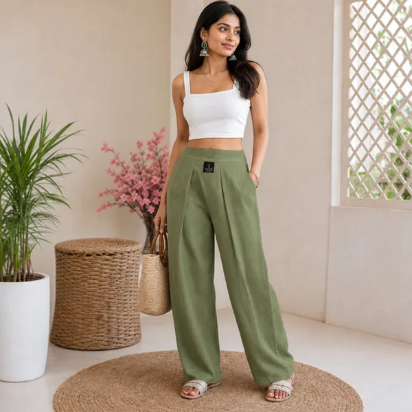 Cotton_Pants_For_Women_Olive_Green_Female