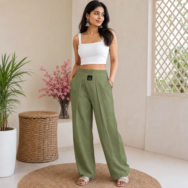 Cotton_Pants_For_Women_Olive_Green_Female