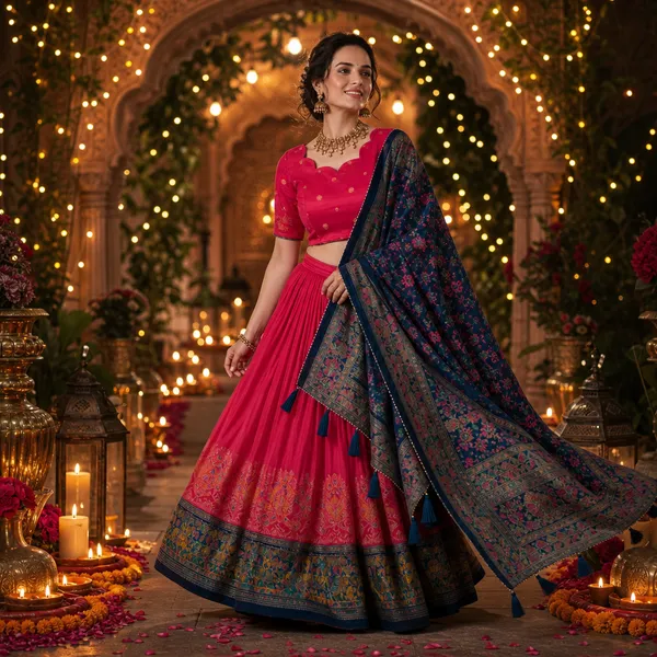 Vrinda_Lehenga_Choli_Collection_Dark_Pink